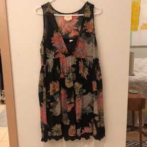 Black floral Anthropologie dress